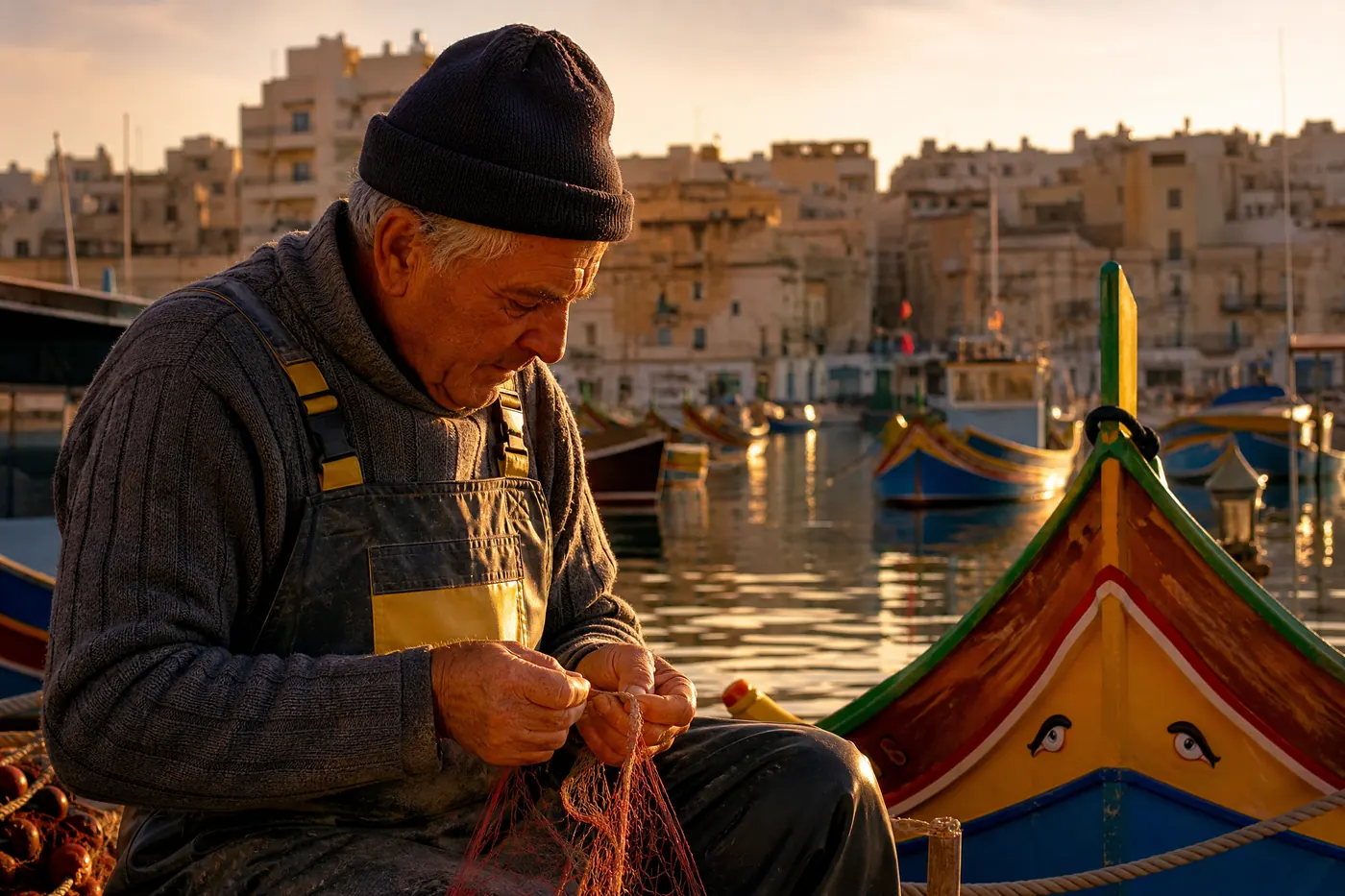 Traditionelle Fischerboote in der Spinola Bay